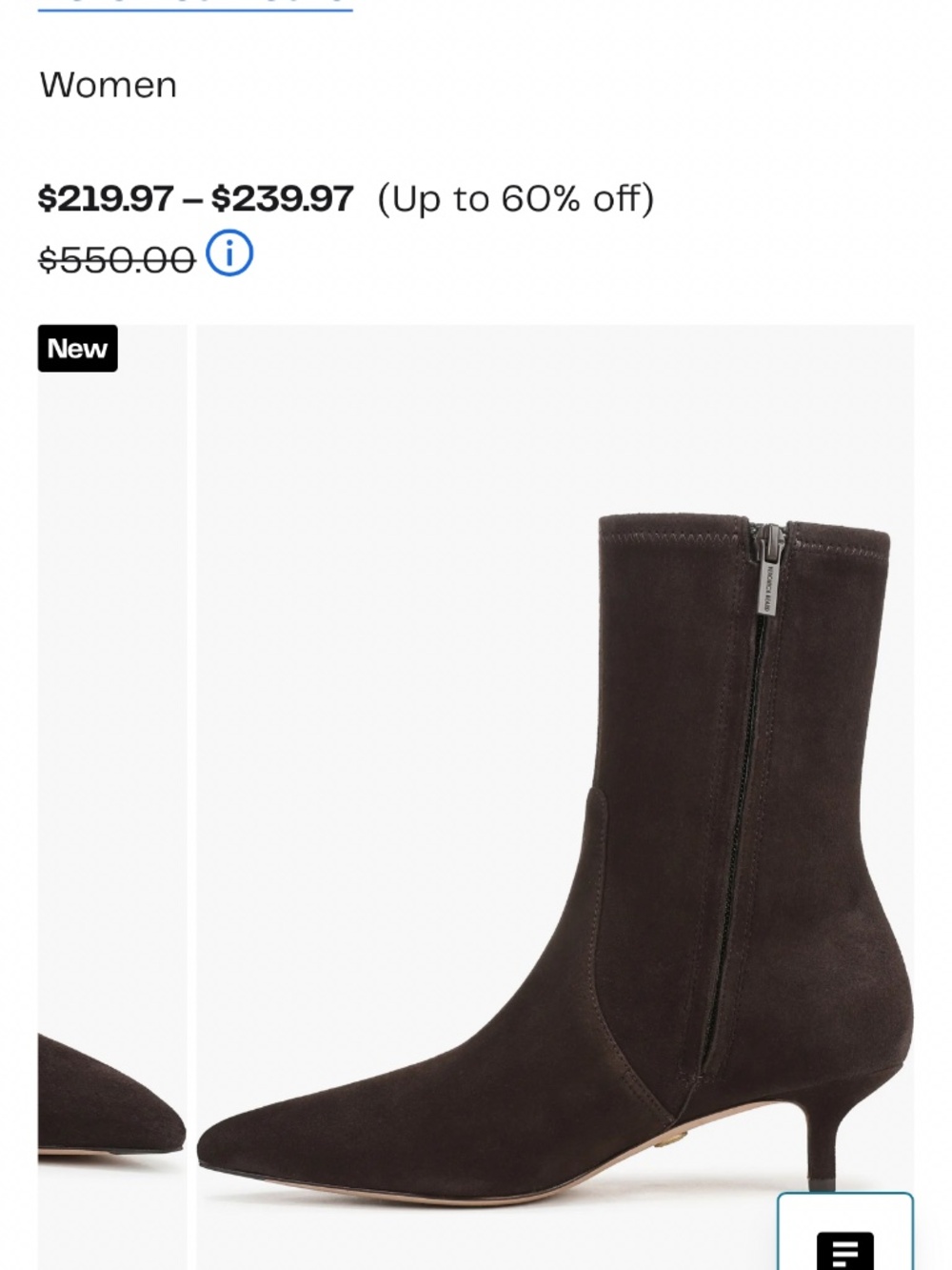 NIB Veronica Beard Lisa 45 Stretch Kitten Heel Bootie Expresso Suede Sz 9.5 - Picture 7 of 13